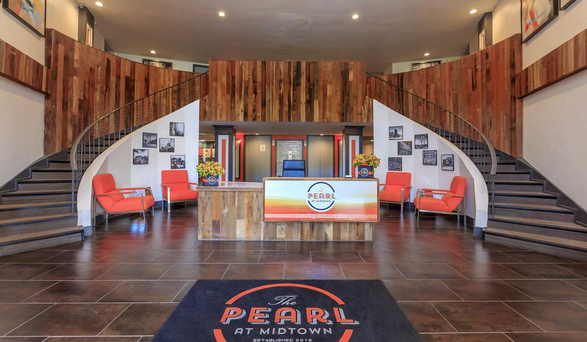Inside the lobby at The Pearl at Midtown in Dallas, Texas