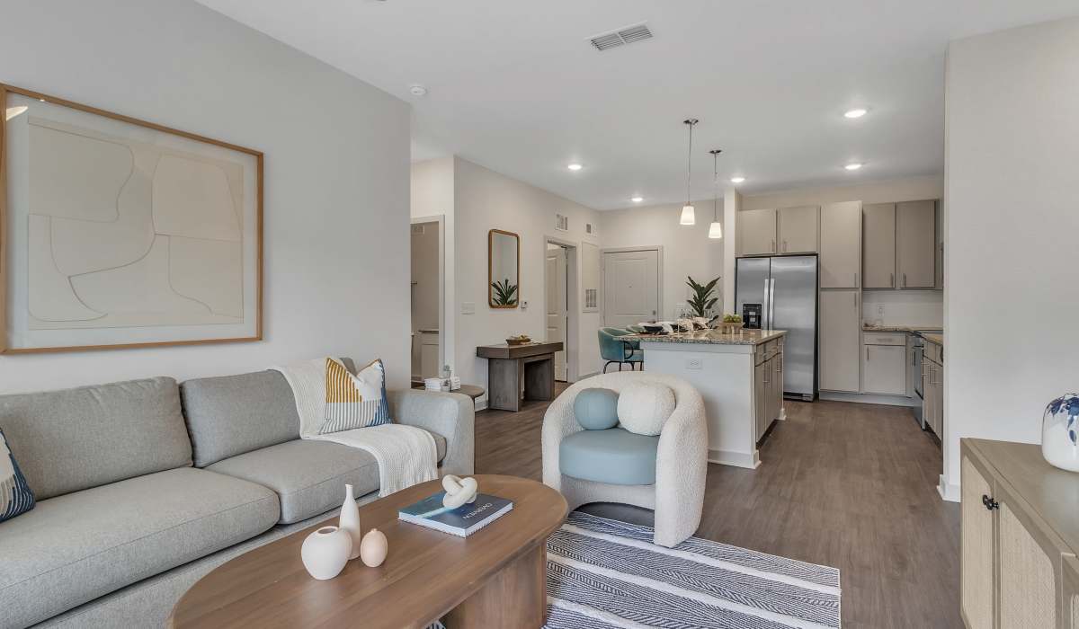 Delightful furnished living room in a model home at Seaton Preserve in Jacksonville, Florida