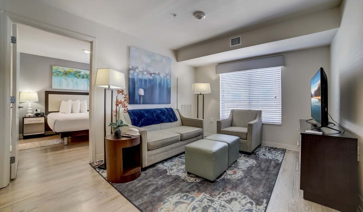 Living space with large carpet Simplicity at the Rim in San Antonio, Texas