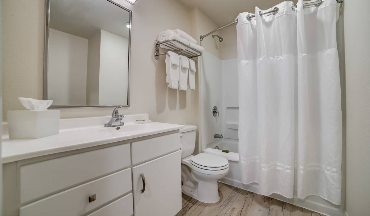 Bathroom with large shower Simplicity at the Rim in San Antonio, Texas