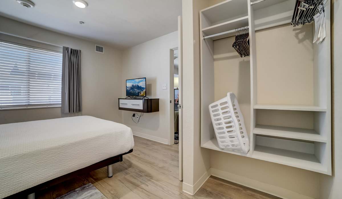 Bedroom showing closet Simplicity at the Rim in San Antonio, Texas