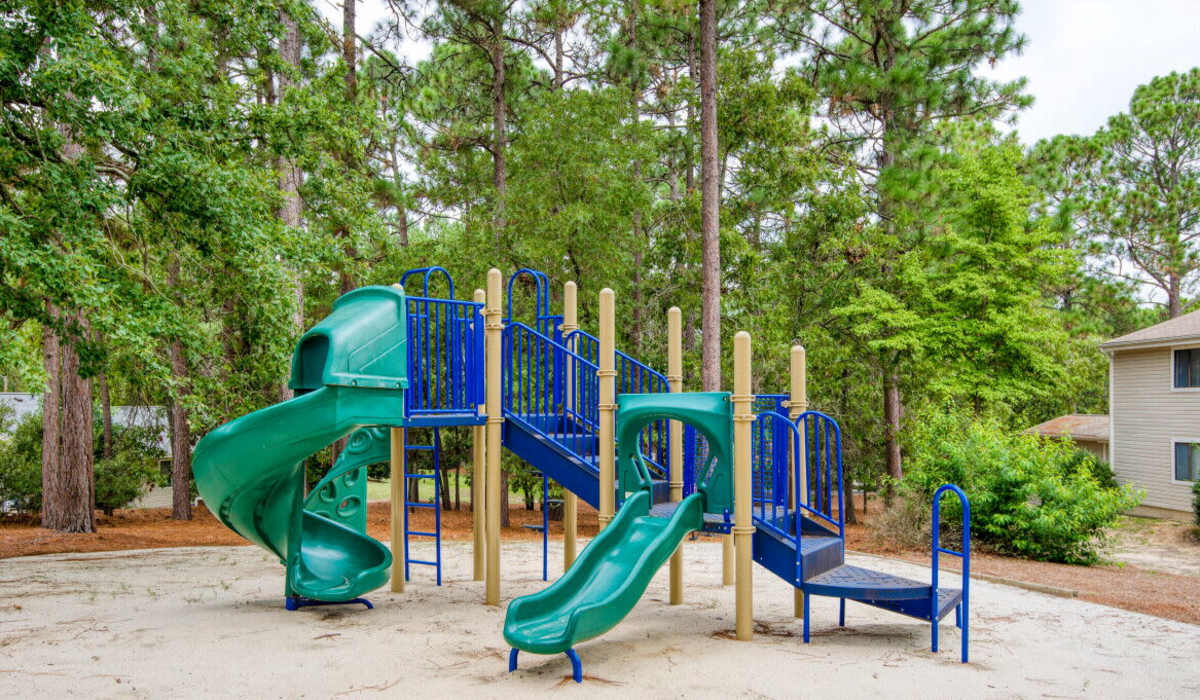 playground with slides at Tanglewood Apartments in Southern Pines, North Carolina