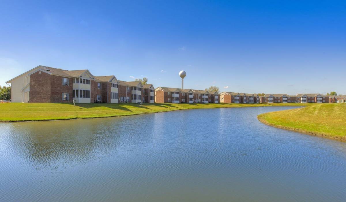 Lake by the apartments at Washington Village Apartments in Greenfield, Indiana