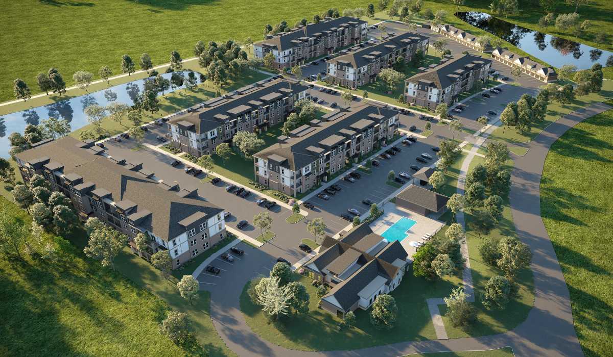 arial view of Riley Crossing At Gateway Park in Greenfield, Indiana