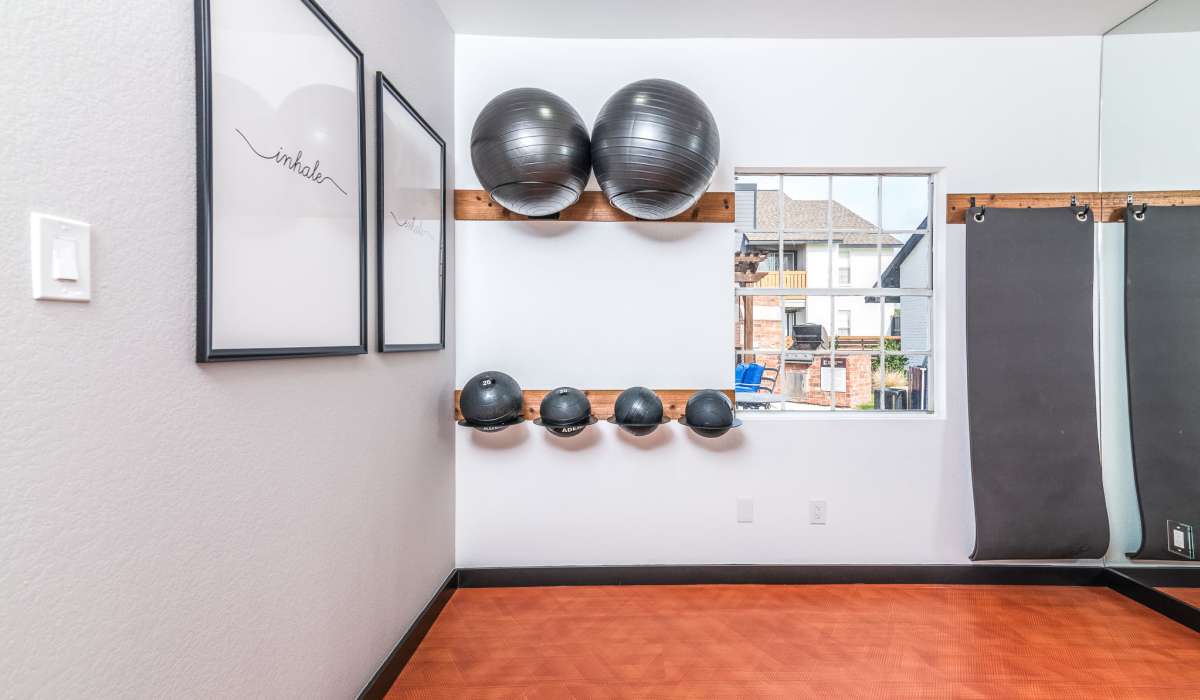 Renovated Fitness Center with Yoga Room at Knowlton Apartment Homes in Mesquite, Texas