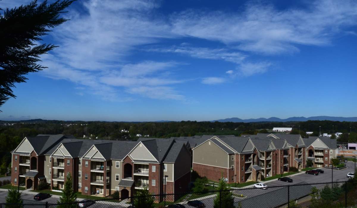 External view of apartment buildings at The Enclave of Hardin Valley in Knoxville, Tennessee