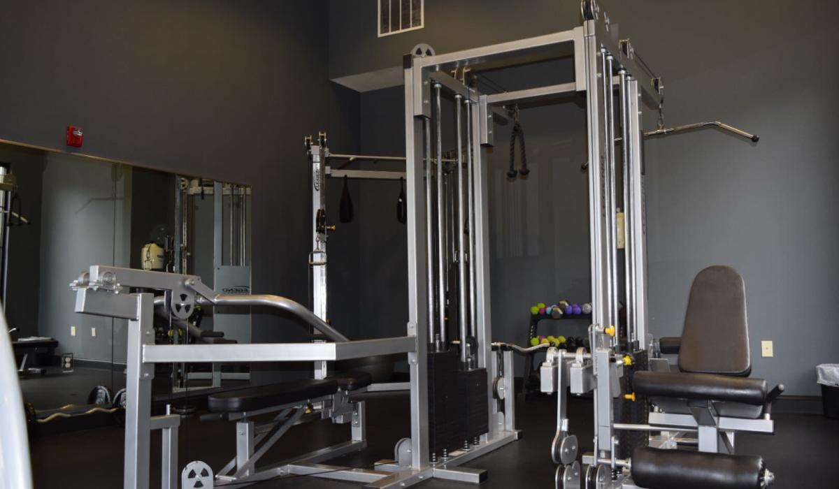 Fitness center with strength and cardio machines at The Enclave of Hardin Valley in Knoxville, Tennessee