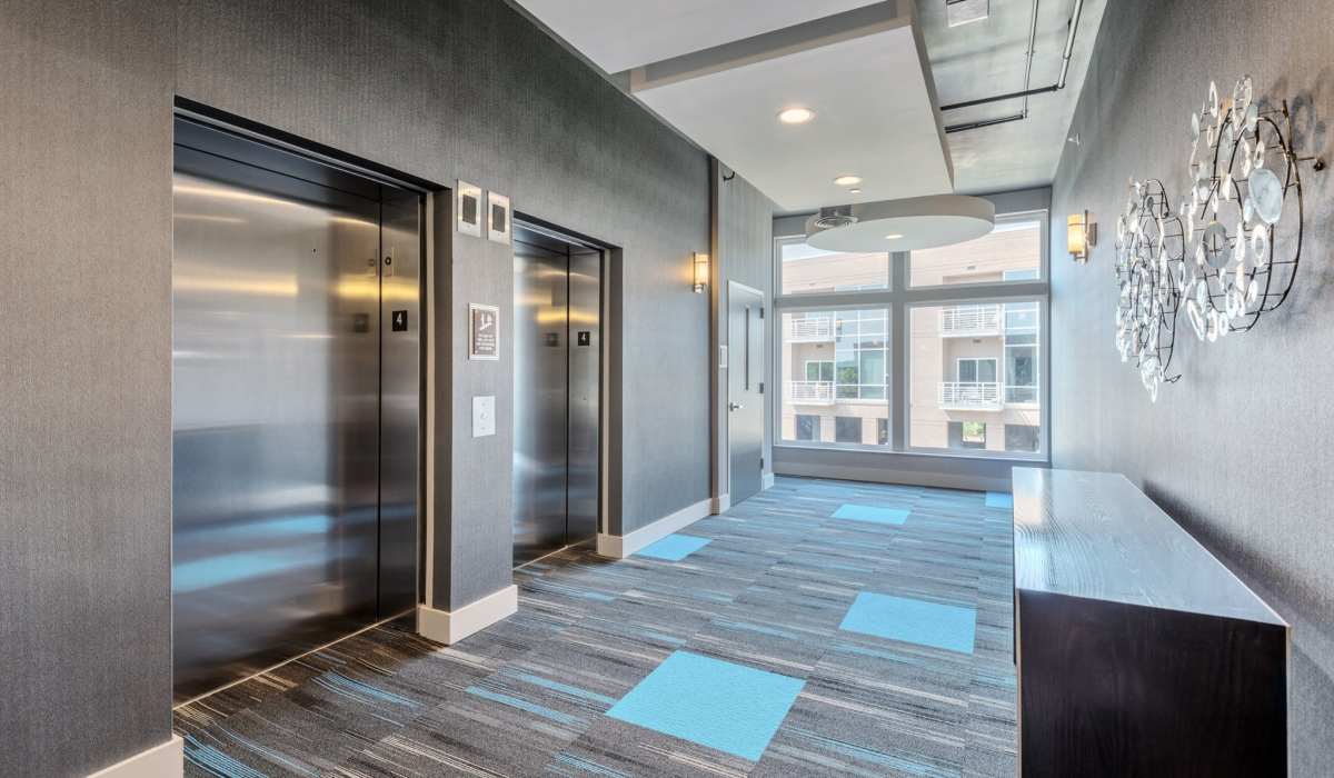 Elevators for residents at Environs Lofts at East 54 in Chapel Hill, North Carolina
