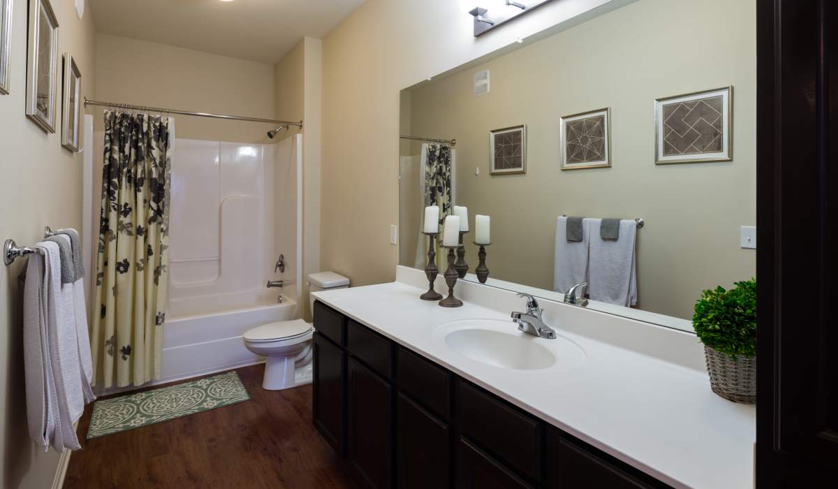 Resident bathroom with lots of counter space at The Preserve at Hardin Valley in Knoxville, Tennessee