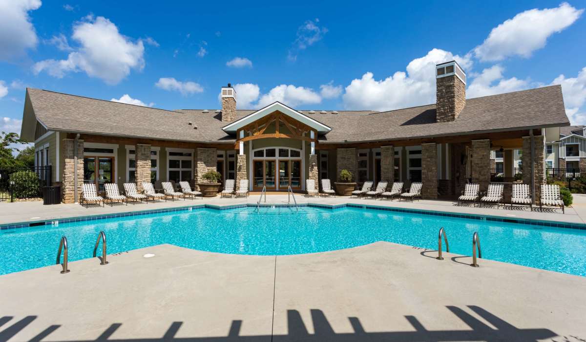 View of pool outside the clubhouse at The Preserve at Hardin Valley in Knoxville, Tennessee
