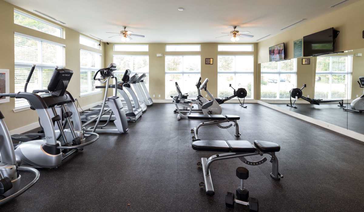 Fitness center with treadmills at The Preserve at Hardin Valley in Knoxville, Tennessee