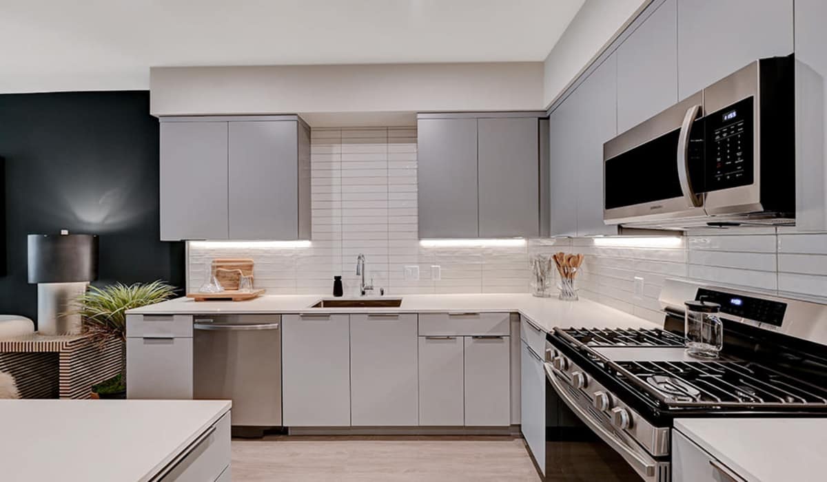  Well-designed apartment kitchen with energy-efficient appliances at The Ellison in Las Vegas, 