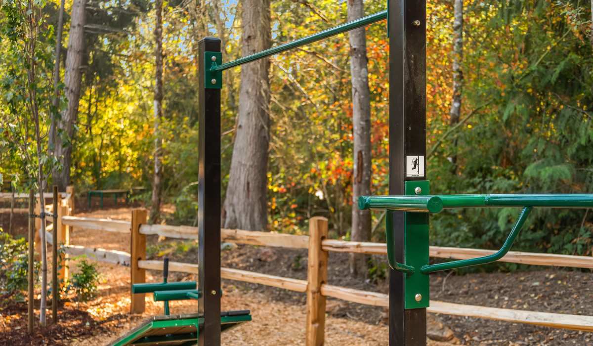 Outdoor workout equipment at Alder Walk in Puyallup, Washington