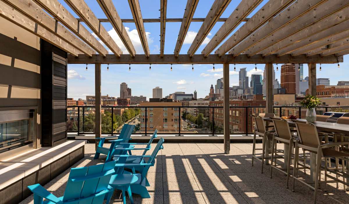 Rooftop seating at NoLo in Minneapolis, Minnesota