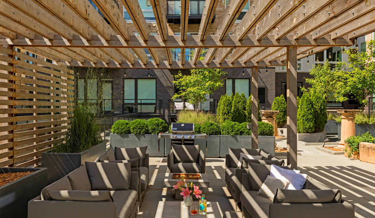 Outdoor sitting area at NoLo in Minneapolis, Minnesota
