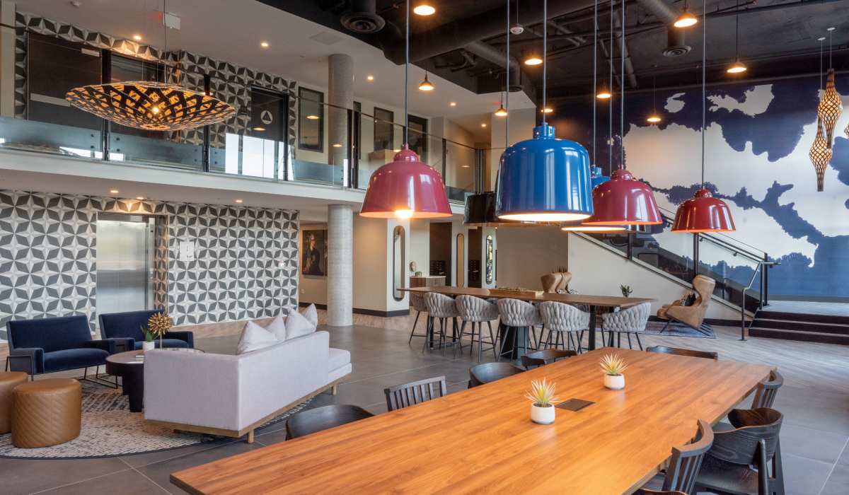 Community clubhouse at The Dylan Apartment Homes in Hercules, California