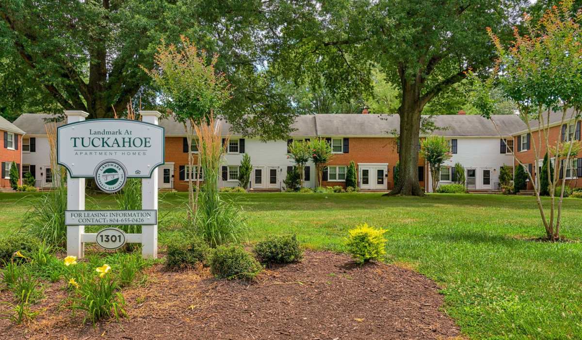 Exterior sign at entrance at Landmark at Tuckahoe in Henrico, Virginia