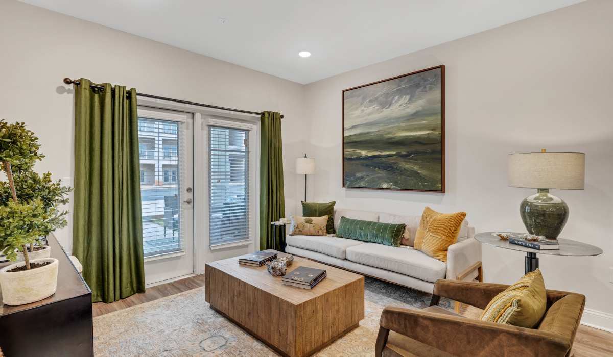 Living room in a model home at The Standard at Pinestone in Travelers Rest, South Carolina