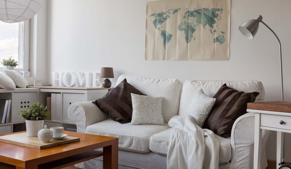 A furnished apartment living room at Copper Range in Colorado Springs, Colorado