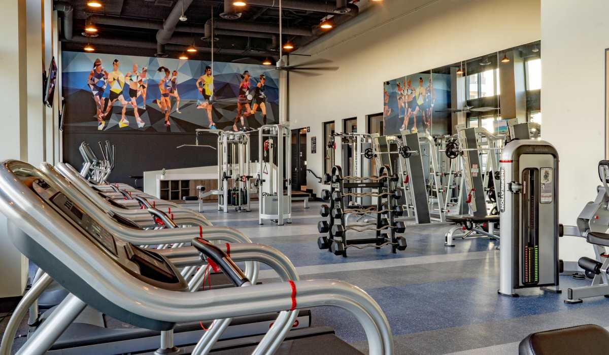 fitness center at The Dylan Apartment Homes in Hercules, California