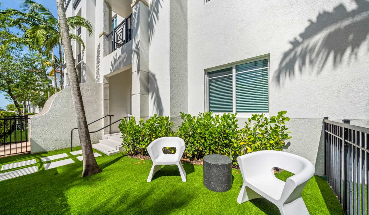 Outdoor furniture outside a home at Cordoba in Doral, Florida