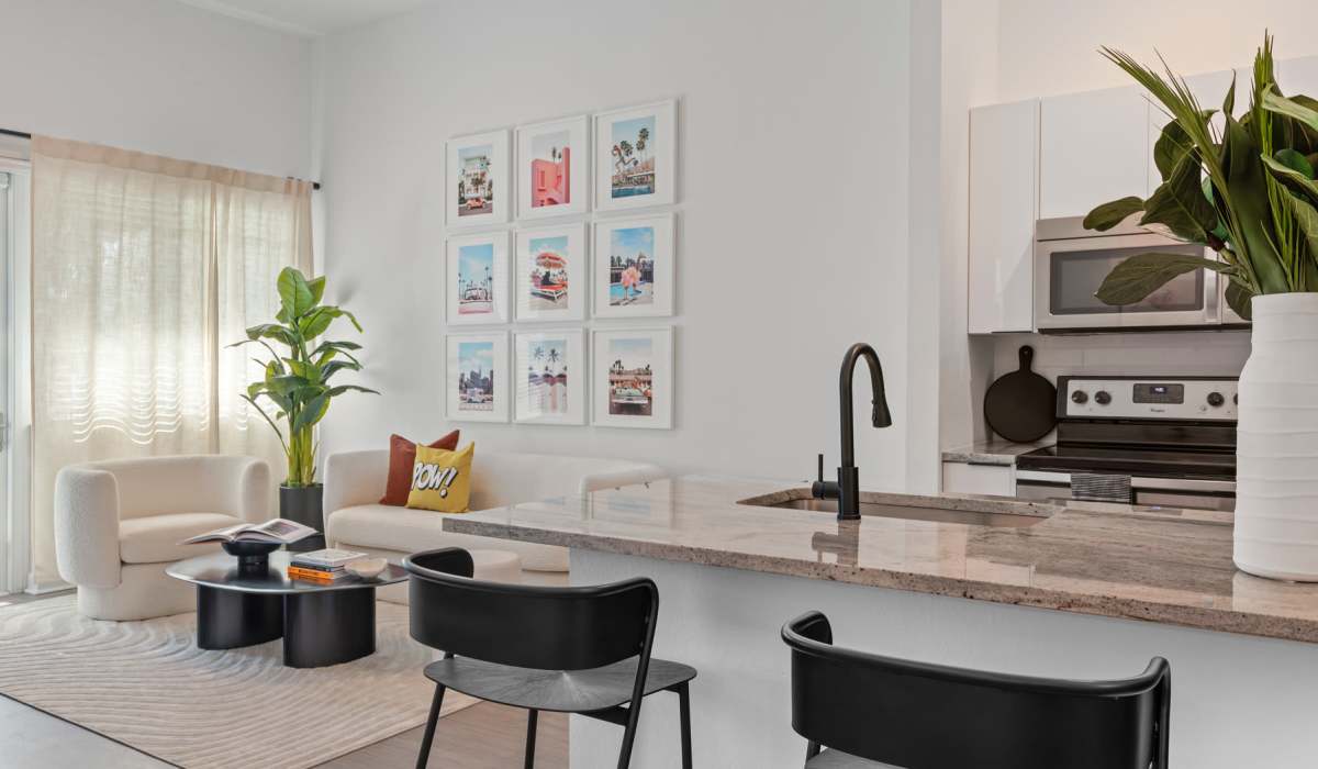 Modern kitchen with spacious countertops at Cordoba in Doral, Florida