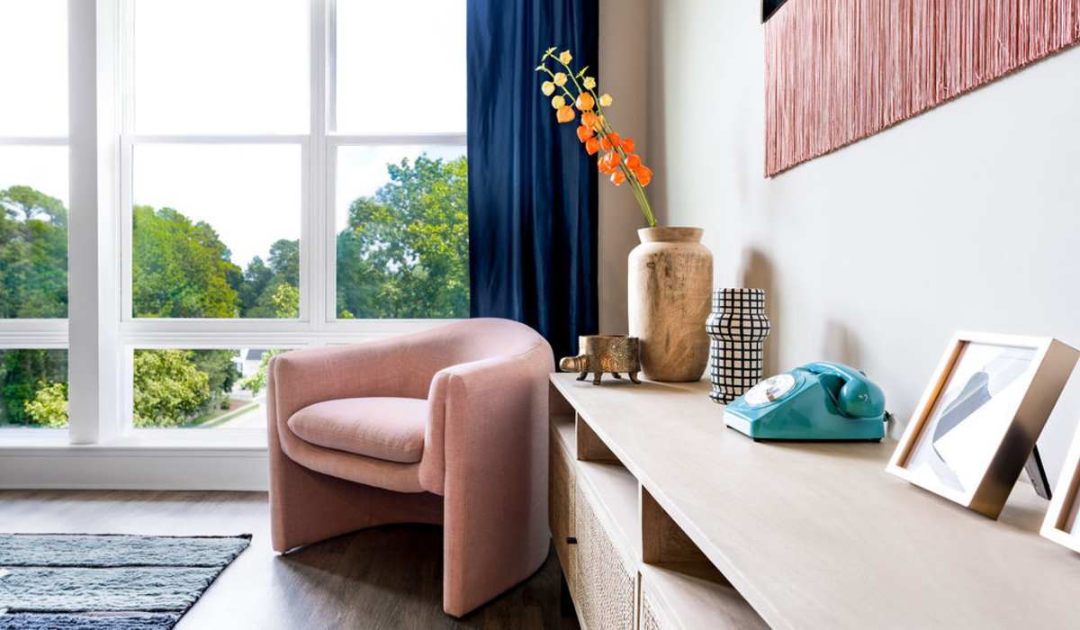 Seating by large windows at Channel House in Raleigh, North Carolina