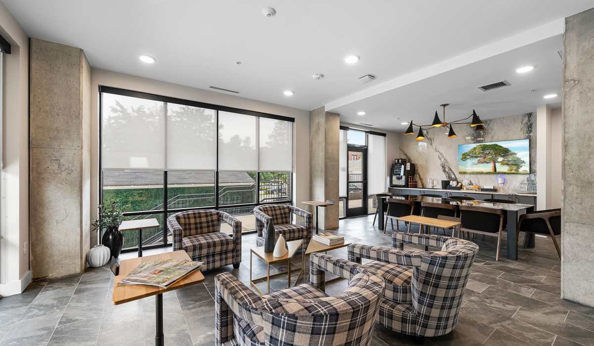 Clubhouse dining space at The Acorn on Person Street in Raleigh, North Carolina