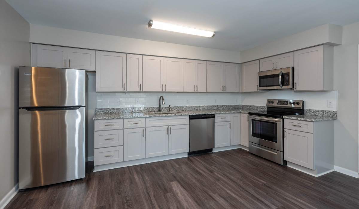 Open modern kitchen at Attain at Chic’s Beach, Virginia Beach, Virginia