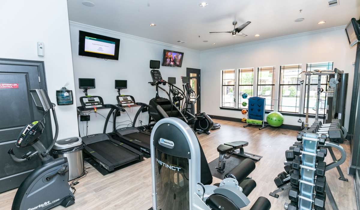 Fitness area at The Reserve at Johns Creek Walk in Johns Creek, Georgia