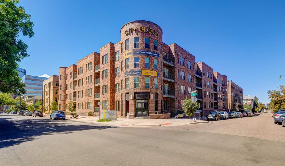 Apartment exterior view at One City Block in Denver, Colorado