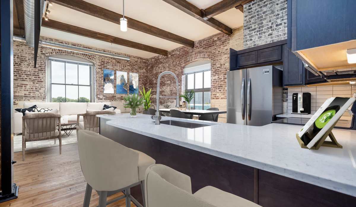 Quartz countertops in a Barcalo Living apartment in Buffalo, New York