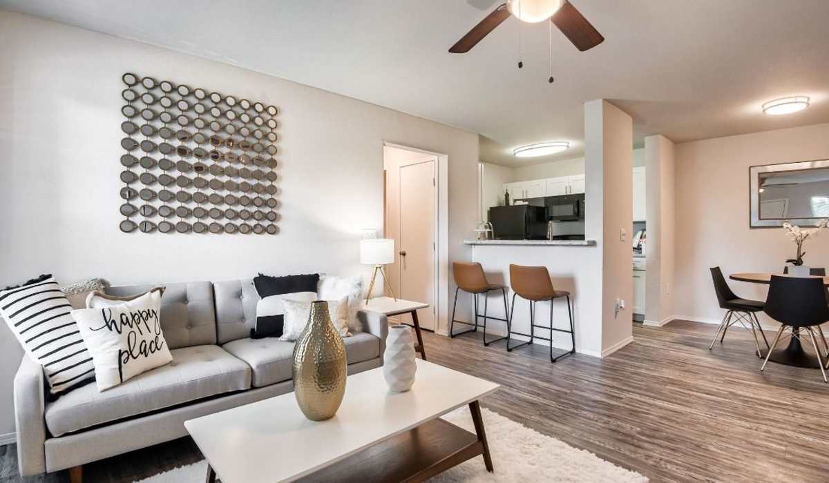 Modern living room at The District At Manhattan Apartments in Manhattan, Kansas
