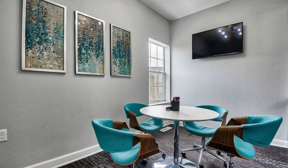 Dinning room table at The District At Manhattan Apartments in Manhattan, Kansas
