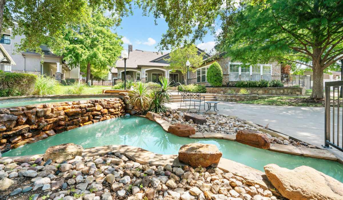 Outdoor landscaping at Hidden Creek in Allen, Texas