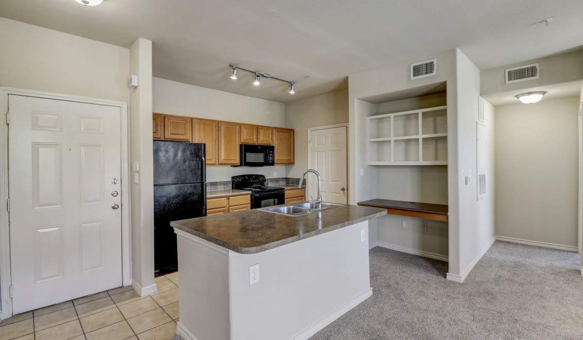 Apartment interior with plush carpeting at Park Avenue at Boulder Creek in Houston, Texas 