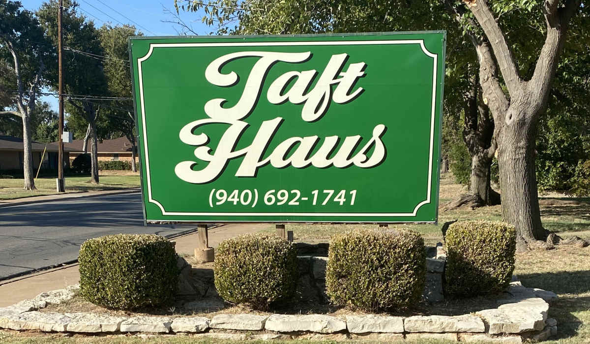 Location sign at Taft Haus in Wichita Falls, Texas
