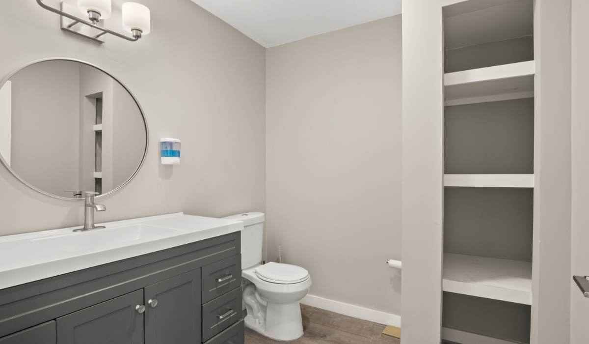 Bathroom with single vanity at Satsuma Village in Lake Charles, Louisiana
