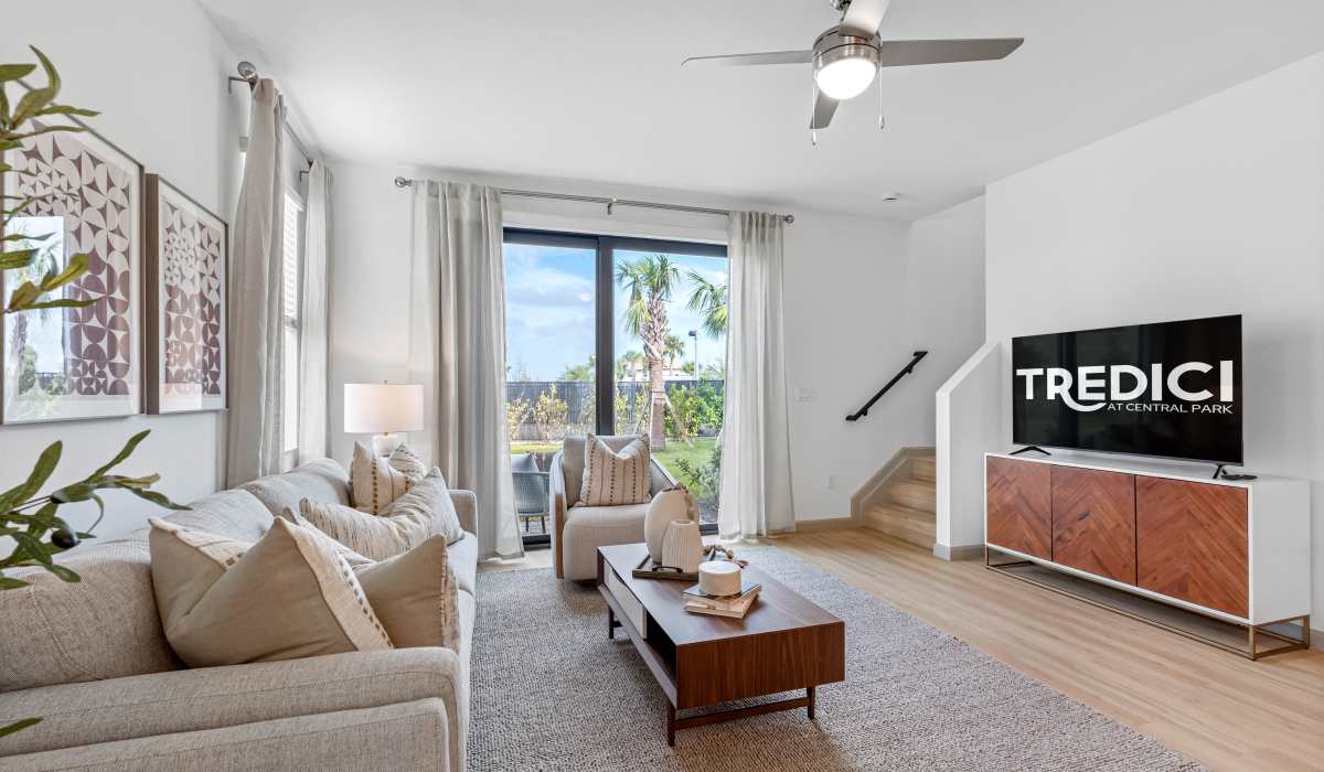 Beautiful living room at Tredici at Central Park in Port St. Lucie, Florida