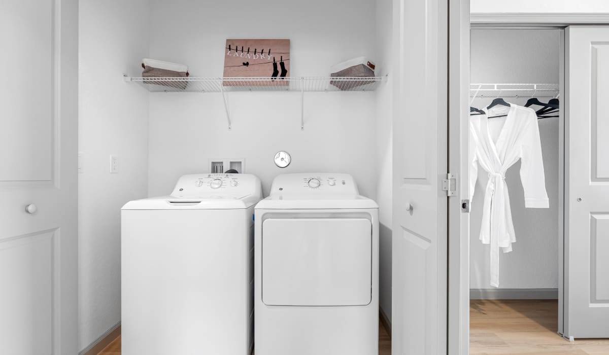 Laundry equipment at Tredici at Central Park in Port St. Lucie, Florida
