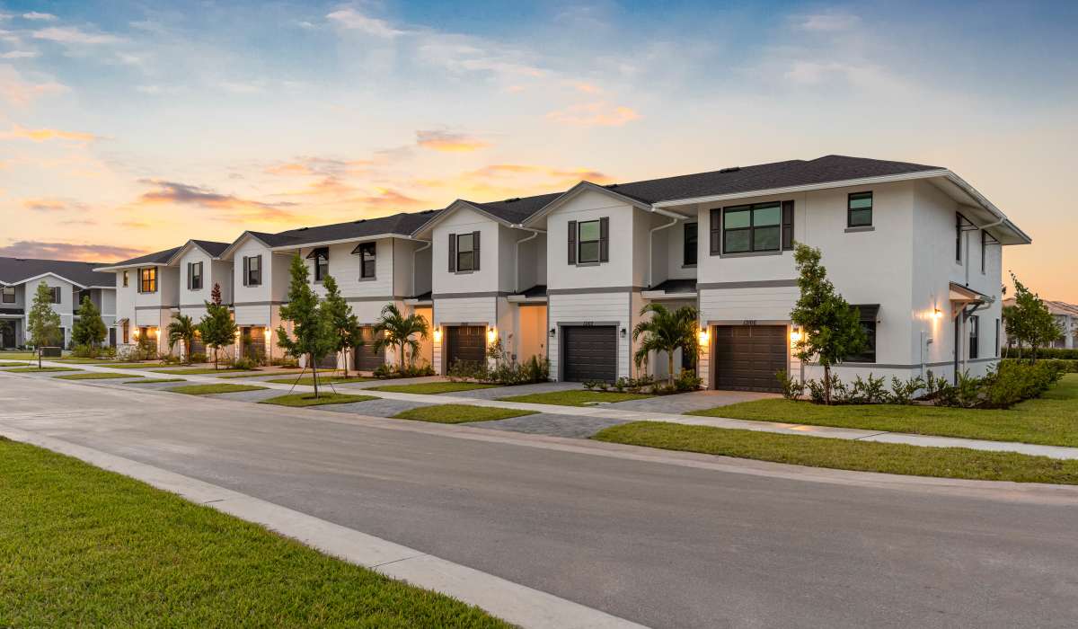 Beautiful view of the townhouses at Tredici at Central Park in Port St. Lucie, Florida