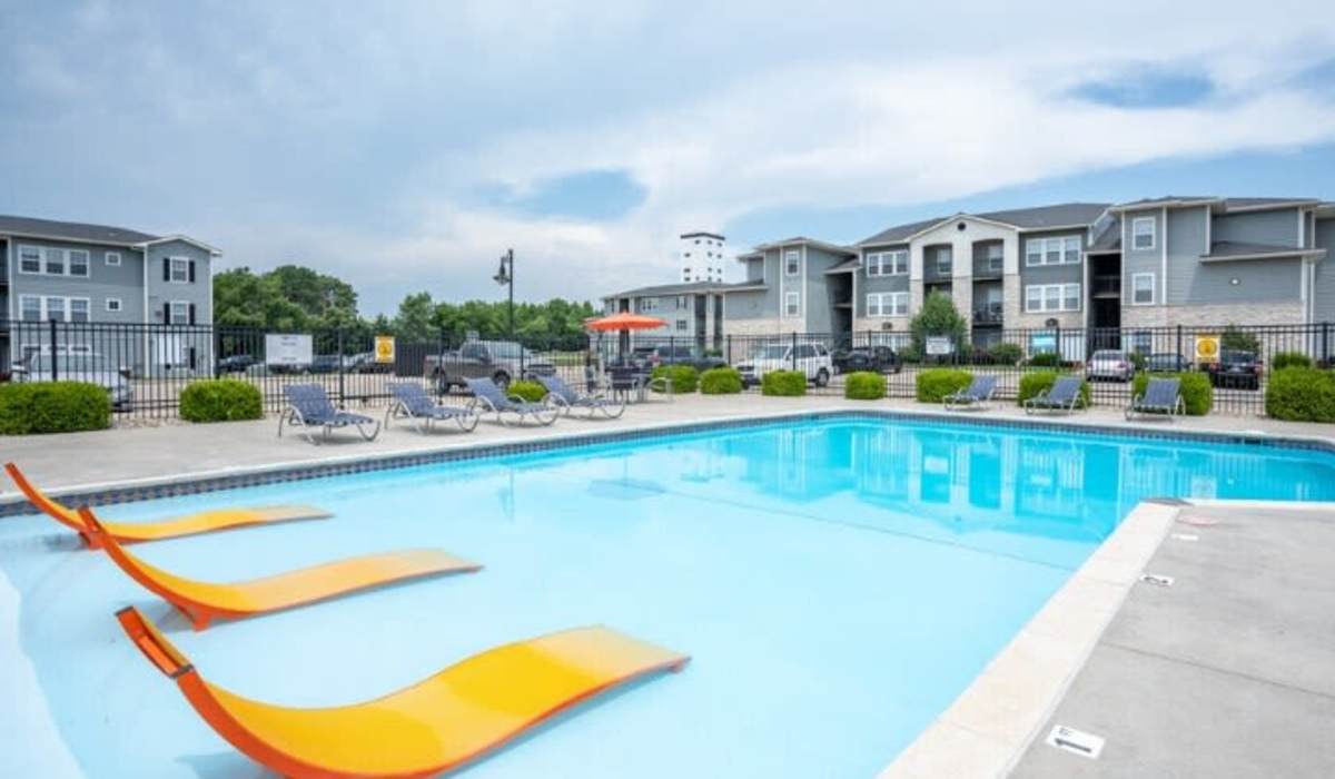 Large pool outside at The Pointe On College Avenue in Manhattan, Kansas