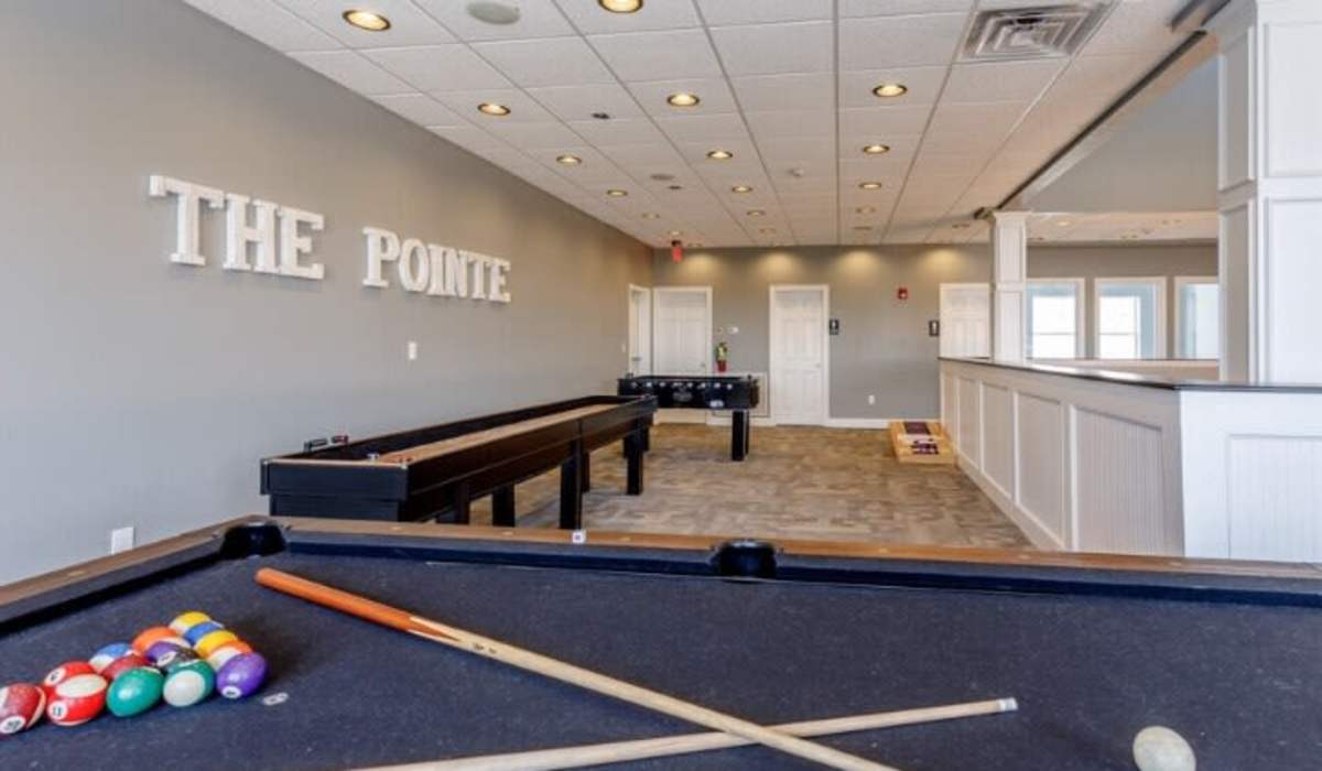 Pool tables at The Pointe On College Avenue in Manhattan, Kansas