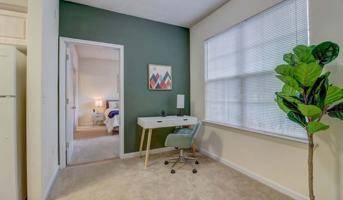 Work space by the window at Parkway Grand in Decatur, Georgia