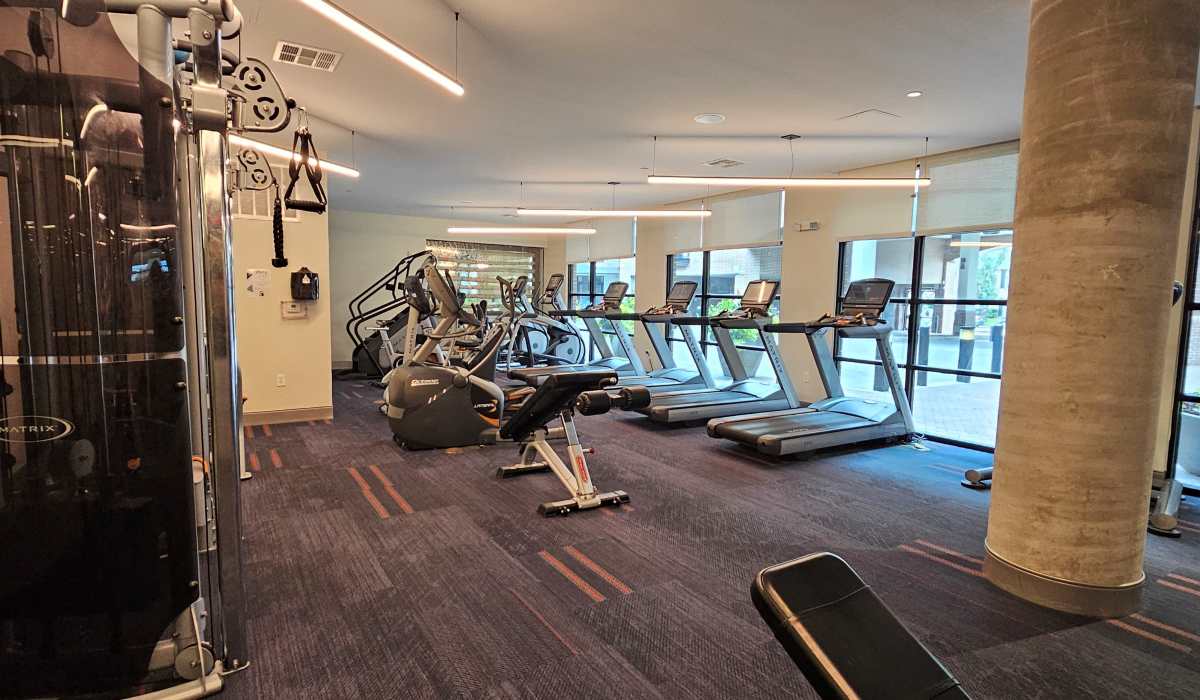 Treadmills in the fitness center at Tate Tanglewood in Houston, Texas