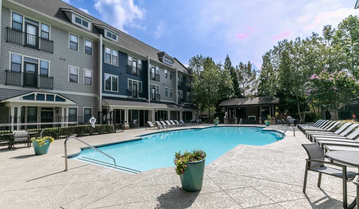 Pool area at The Reserve at Johns Creek Walk in Johns Creek, Georgia