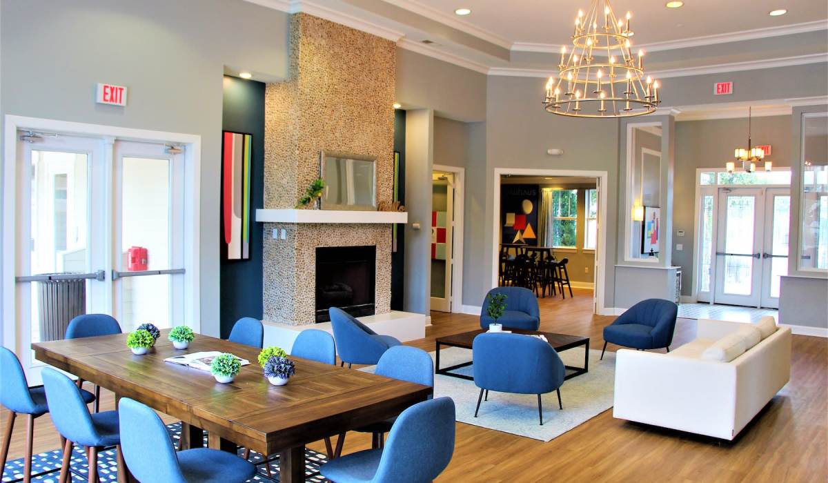 Clubhouse with fireplace at Arch Street in Madison, Alabama