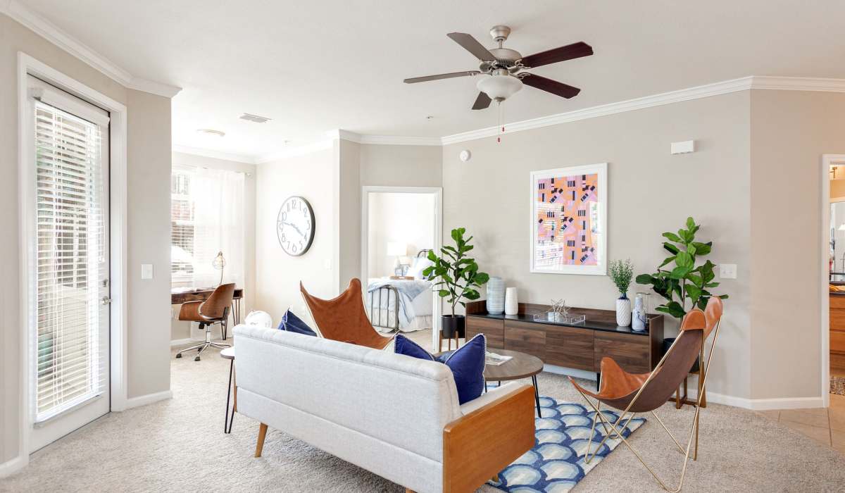 Living room with attached writing desk at Arch Street in Madison, Alabama