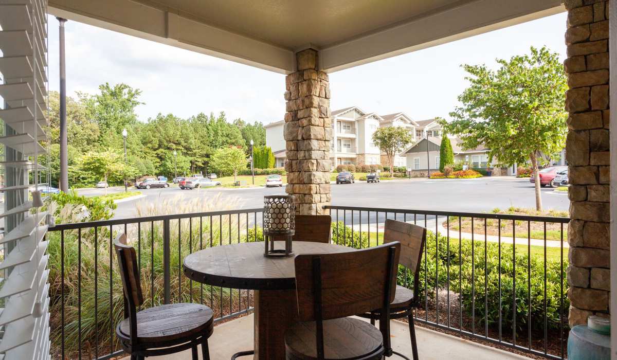 Outside shaded seating area at Arch Street in Madison, Alabama