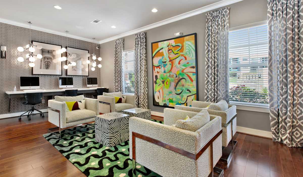 Lobby area at Sadler House in San Marcos, Texas, 